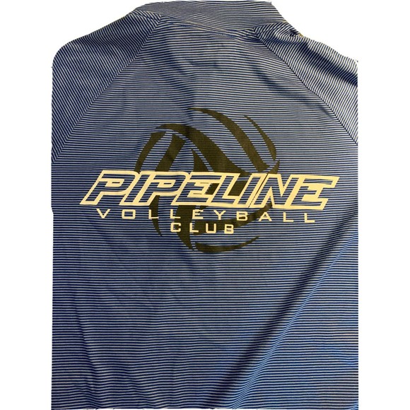 Under Armour Womens S Top Loose Heat Gear 3/4 Zip Blue Stripe Long Sleeve Active - Picture 7 of 12